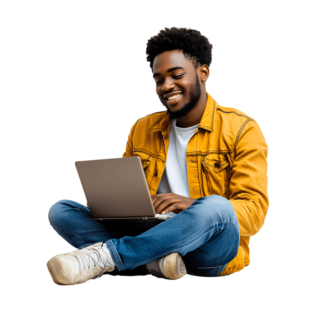 Étudiant travaillant sur un ordinateur portable